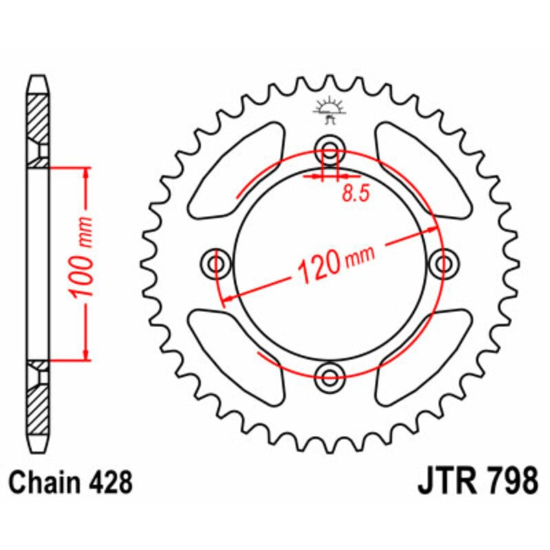 Corona JT 798 de acero con 48 dientes