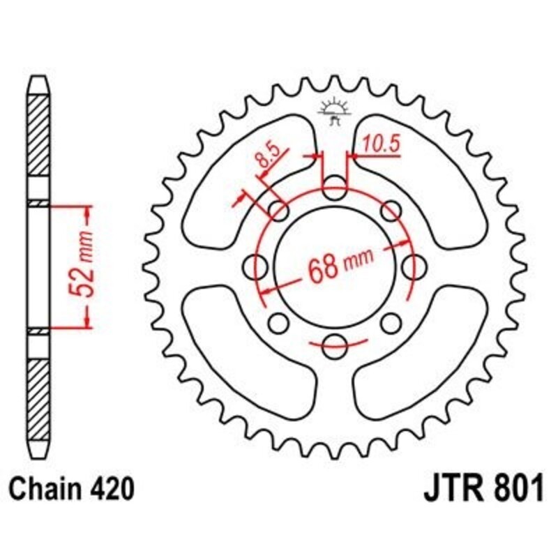 Corona JT 801 de acero con 51 dientes