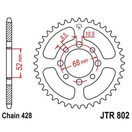 Corona JT 802 de acero con 37 dientes