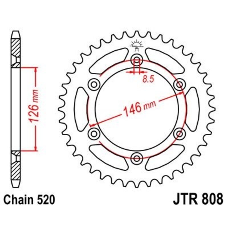 Corona JT 808 de acero con 46 dientes