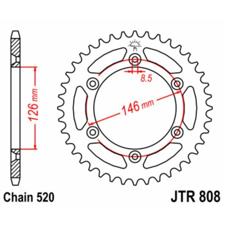 Corona JT 808 de acero con 48 dientes