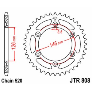 Corona JT 808 de acero con 50 dientes
