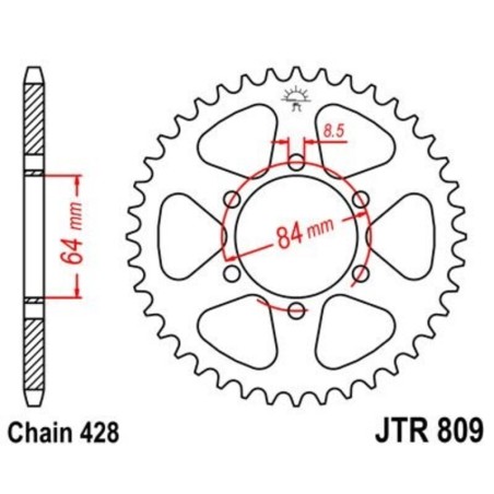 Corona JT 809 de acero con 51 dientes