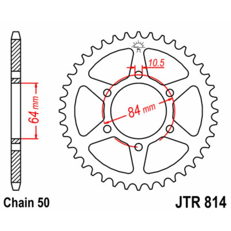 Corona JT SPROCKETS acero estándar 814 - Paso 530
