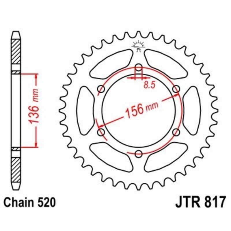 Corona JT 817 de acero con 46 dientes