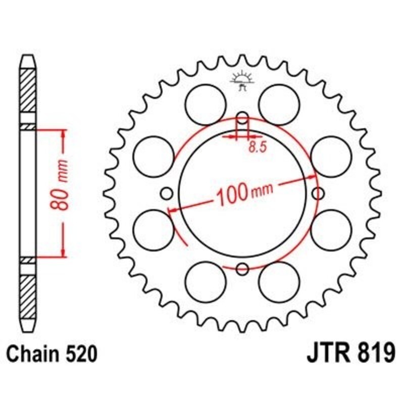Corona JT 819 de acero con 41 dientes