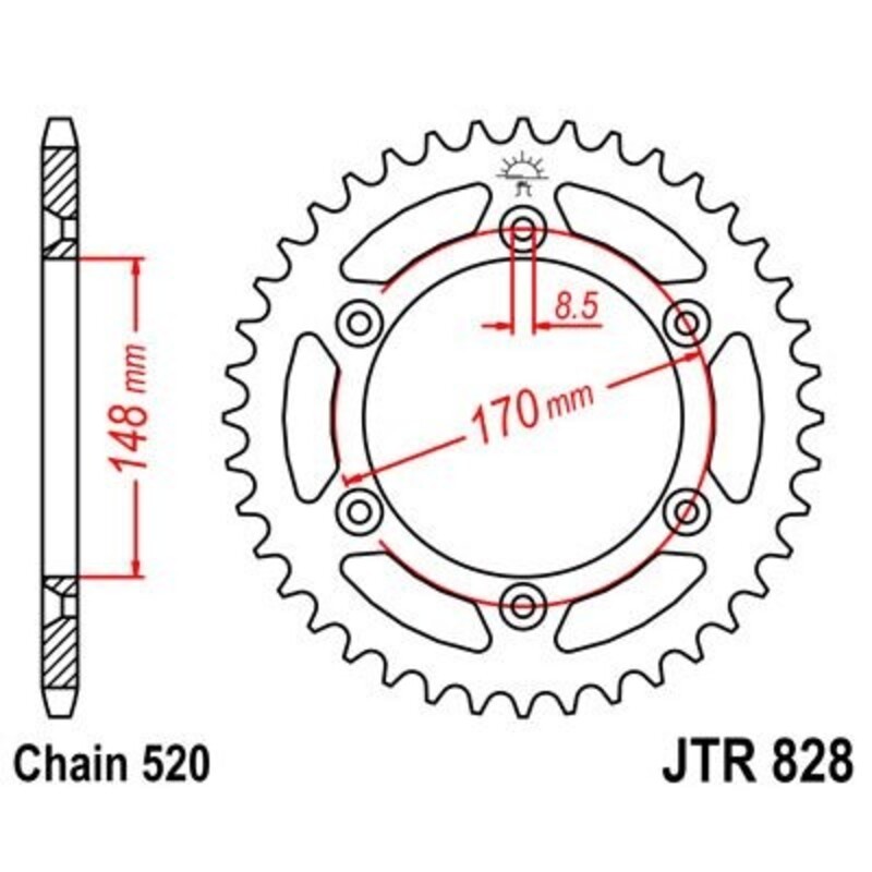 Corona JT 828 de acero con 50 dientes
