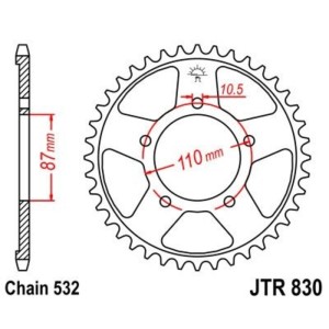 Corona JT 830 de acero con 46 dientes