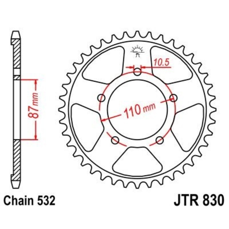 Corona JT 830 de acero con 46 dientes