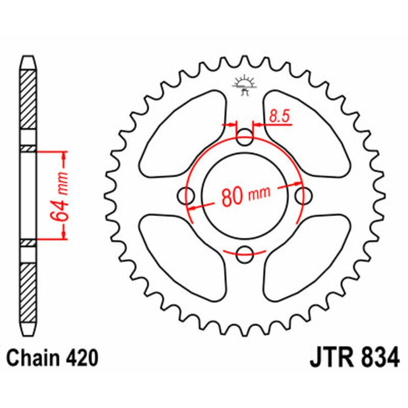 Corona JT 834 de acero con 48 dientes