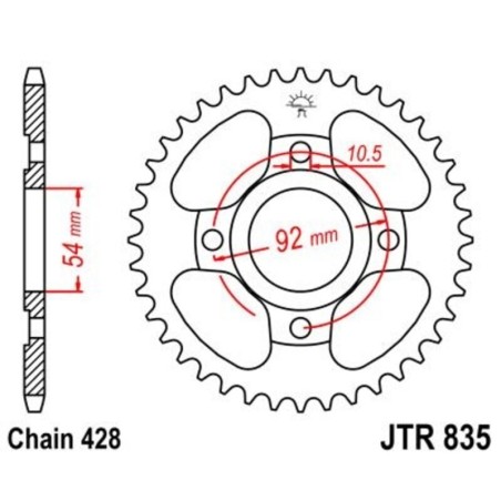 Corona JT 835 de acero con 48 dientes