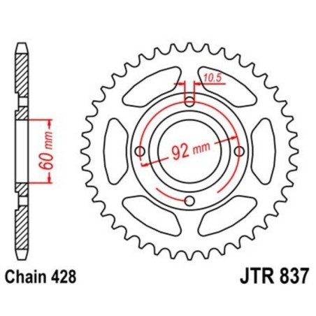Corona JT 837 de acero con 39 dientes