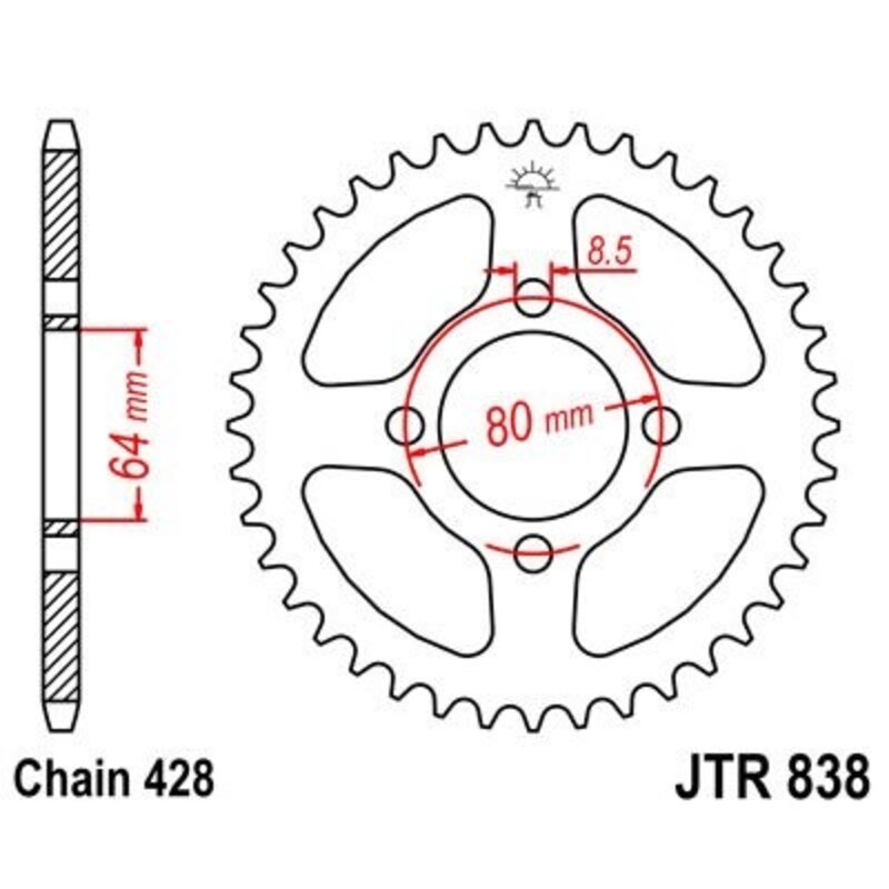 Corona JT 838 de acero con 36 dientes