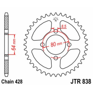 Corona JT SPROCKETS acero estándar 838 - Paso 428