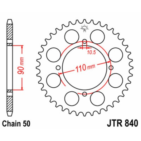 Corona JT SPROCKETS acero estándar 840 - Paso 530