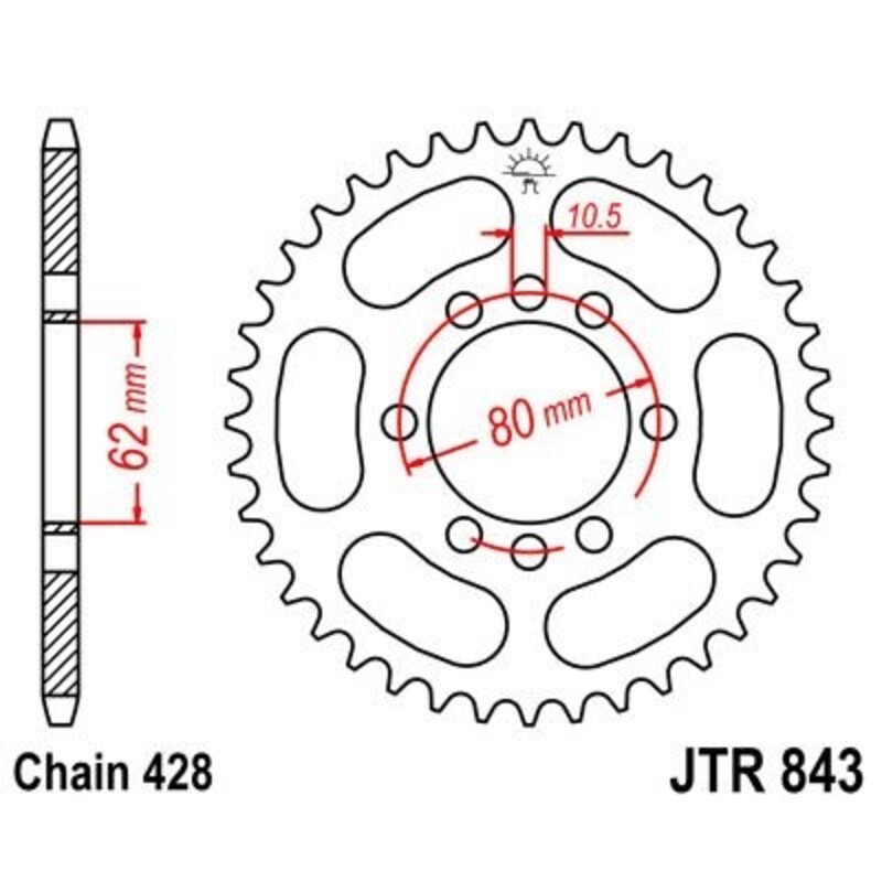 Corona JT 843 de acero con 48 dientes