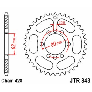 Corona JT SPROCKETS acero estándar 843 - Paso 428