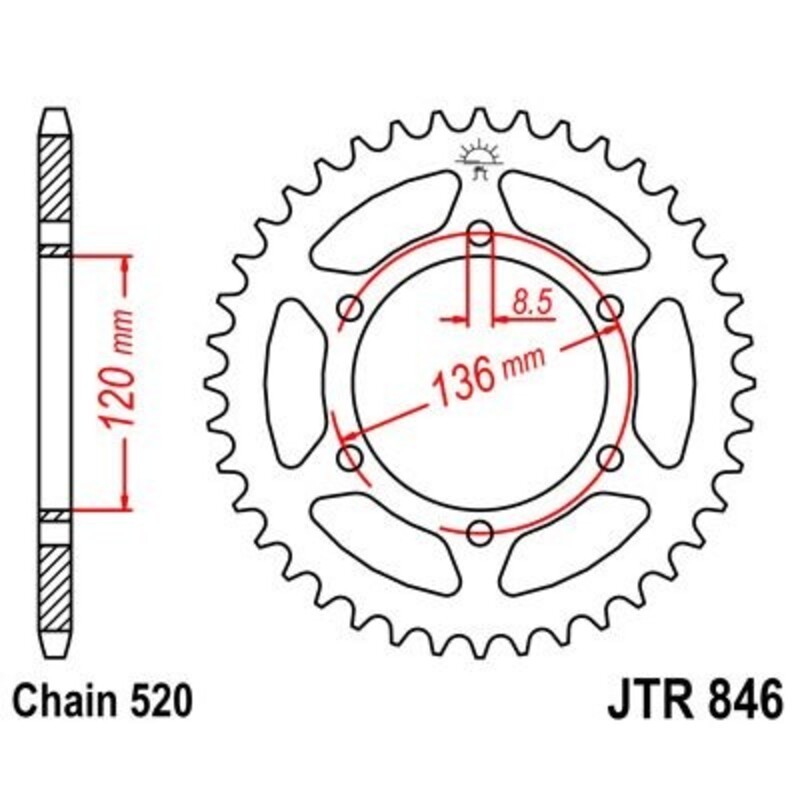Corona JT 846 de acero con 43 dientes