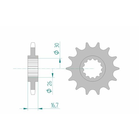 Piñón AFAM acero estándar 20612 - Paso 525