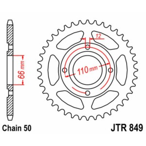Corona JT SPROCKETS acero estándar 849 - Paso 530