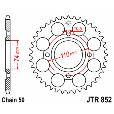 Corona JT 852 de acero con 41 dientes