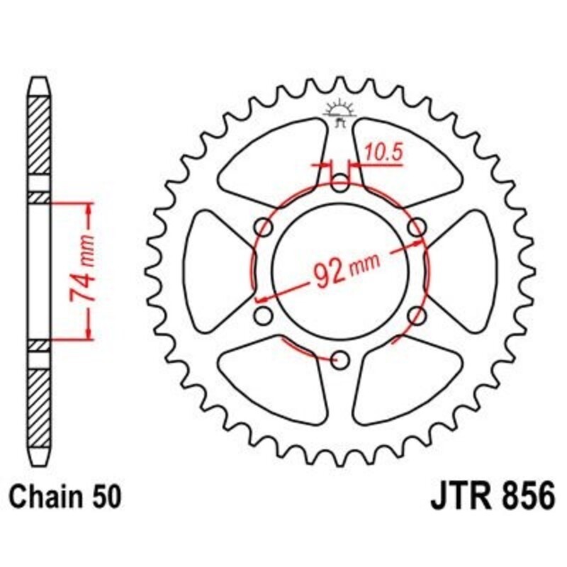 Corona JT R856 de acero con 44 dientes