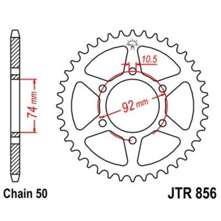 Corona JT R856 de acero con 44 dientes