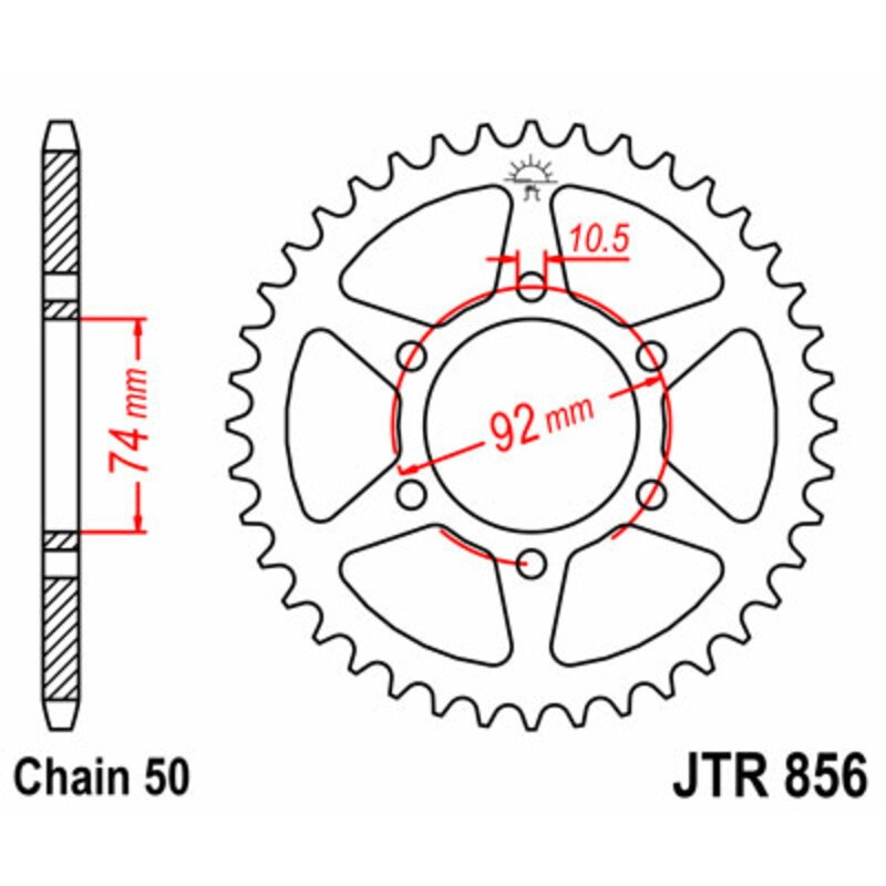 Corona JT SPROCKETS acero estándar 856 - Paso 530