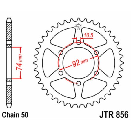 Corona JT SPROCKETS acero estándar 856 - Paso 530