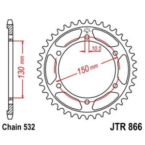 Corona JT 866 de acero con 39 dientes