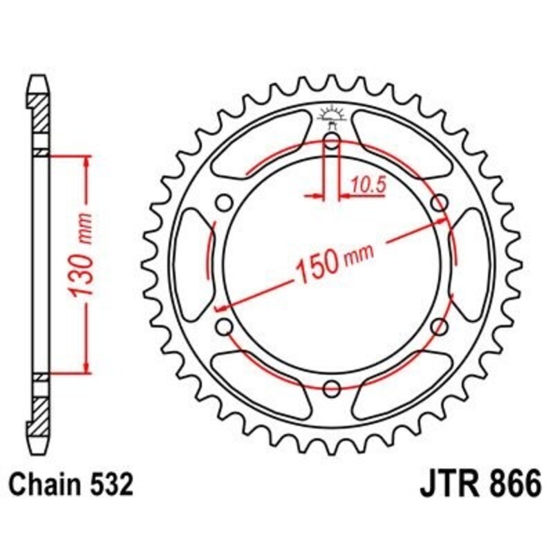 Corona JT 866 de acero con 39 dientes