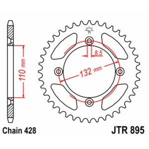 Corona JT SPROCKETS acero estándar 895 - Paso 428