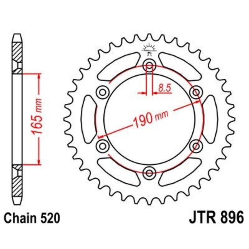 Corona JT 896 de acero con 48 dientes