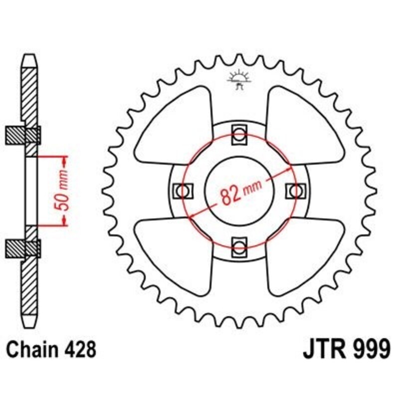 Corona JT 999 de acero con 45 dientes