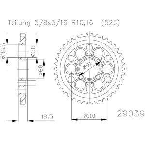 Corona ESJOT Acero 50-29039 41 dientes