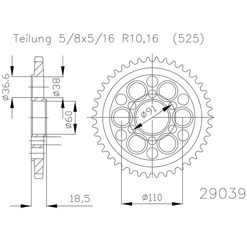 Corona ESJOT Acero 50-29039 41 dientes