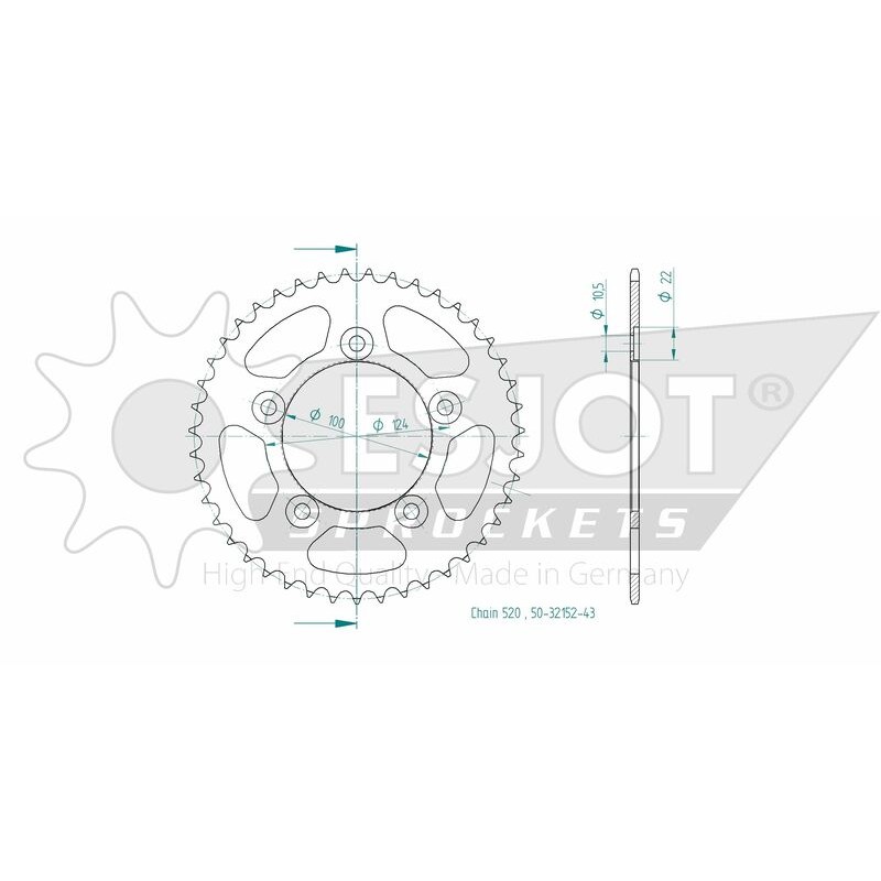 Corona ESJOT acero 50-32152 43 dientes