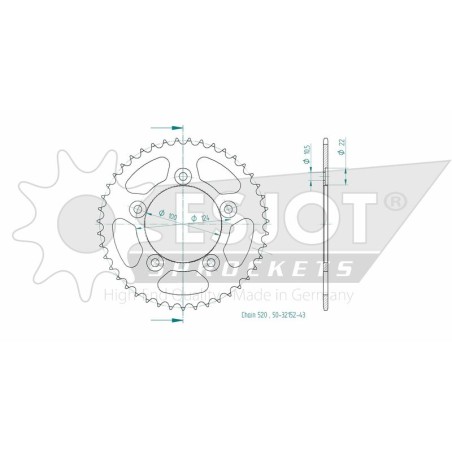 Corona ESJOT acero 50-32152 43 dientes