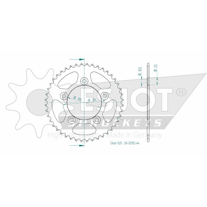 Corona ESJOT acero 50-32152 44 dientes