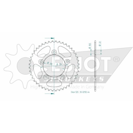 Corona ESJOT acero 50-32152 44 dientes