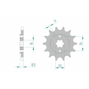 Piñón AFAM acero estándar 21300 - Paso 520