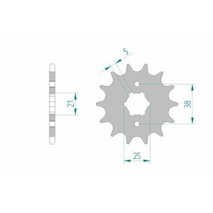 Piñón AFAM acero estándar 21308 - Paso 520
