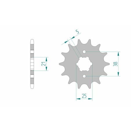 Piñón AFAM acero estándar 21308 - Paso 520
