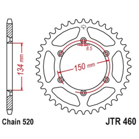 Corona JT 460 de acero con 48 dientes paso 520 autolimpiable