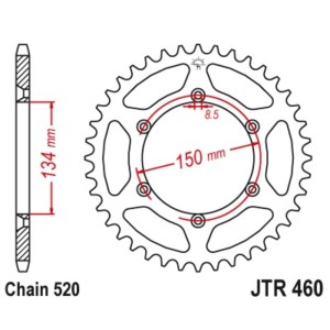 Corona JT 460 de acero con 49 dientes paso 520 autolimpiable