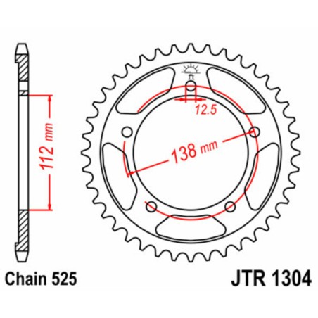 Corona JT 1304 de acero con 38 dientes