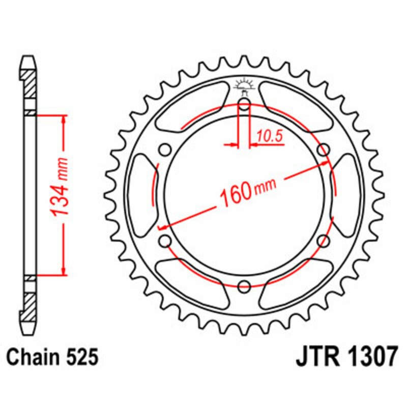 Corona JT SPROCKETS acero estándar 1307 - Paso 525