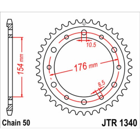 Corona JT SPROCKETS acero estándar 1340 - Paso 530