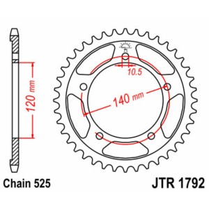 Corona JT SPROCKETS acero estándar 1792 - Paso 525