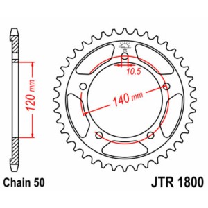 Corona JT SPROCKETS acero estándar 1800 - Paso 530